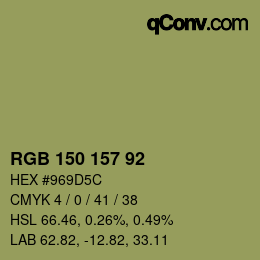 Farbcode: RGB 150 157 92 | qconv.com