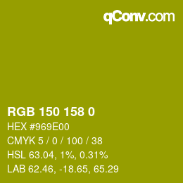 颜色代码: RGB 150 158 0 | qconv.com