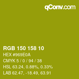カラーコード: RGB 150 158 10 | qconv.com