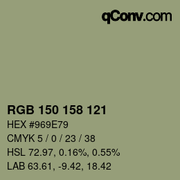 カラーコード: RGB 150 158 121 | qconv.com