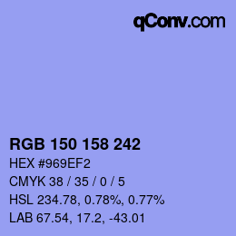 カラーコード: RGB 150 158 242 | qconv.com