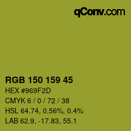 Color code: RGB 150 159 45 | qconv.com