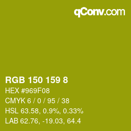 カラーコード: RGB 150 159 8 | qconv.com