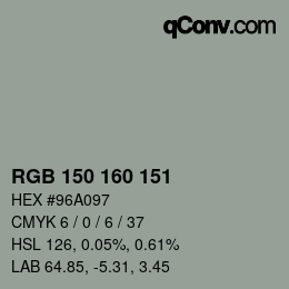 Color code: RGB 150 160 151 | qconv.com