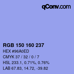 Color code: RGB 150 160 237 | qconv.com