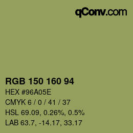 Farbcode: RGB 150 160 94 | qconv.com