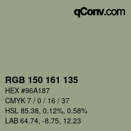 Farbcode: RGB 150 161 135 | qconv.com