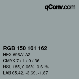 Color code: RGB 150 161 162 | qconv.com