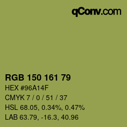颜色代码: RGB 150 161 79 | qconv.com