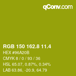 カラーコード: RGB 150 162.8 11.4 | qconv.com