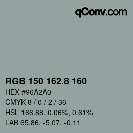 Color code: RGB 150 162.8 160 | qconv.com