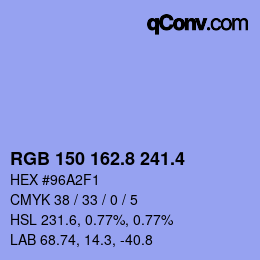 カラーコード: RGB 150 162.8 241.4 | qconv.com