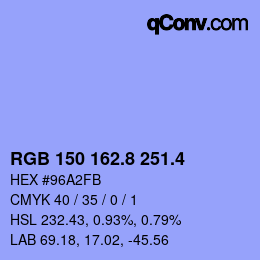 カラーコード: RGB 150 162.8 251.4 | qconv.com