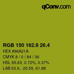 カラーコード: RGB 150 162.8 26.4 | qconv.com
