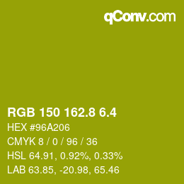 カラーコード: RGB 150 162.8 6.4 | qconv.com