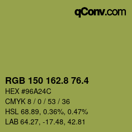 カラーコード: RGB 150 162.8 76.4 | qconv.com