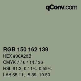 Código de color: RGB 150 162 139 | qconv.com