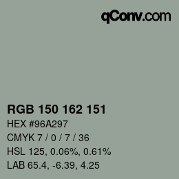 Color code: RGB 150 162 151 | qconv.com