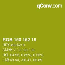 Color code: RGB 150 162 16 | qconv.com