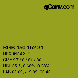 Color code: RGB 150 162 31 | qconv.com