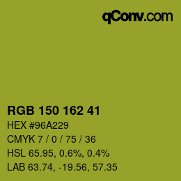 Color code: RGB 150 162 41 | qconv.com