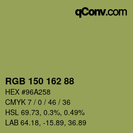 Farbcode: RGB 150 162 88 | qconv.com