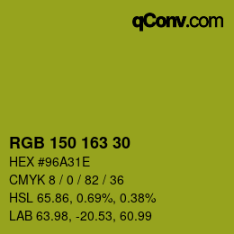 Color code: RGB 150 163 30 | qconv.com