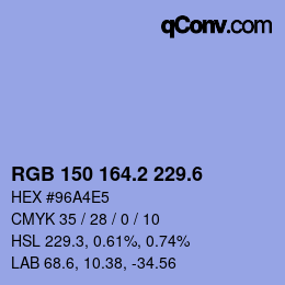 カラーコード: RGB 150 164.2 229.6 | qconv.com