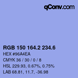 カラーコード: RGB 150 164.2 234.6 | qconv.com