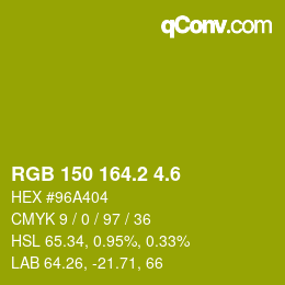 カラーコード: RGB 150 164.2 4.6 | qconv.com