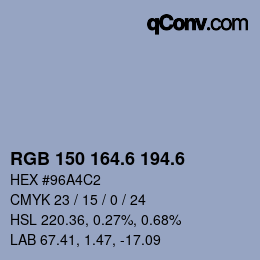 カラーコード: RGB 150 164.6 194.6 | qconv.com