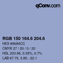カラーコード: RGB 150 164.6 204.6 | qconv.com