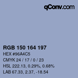 Farbcode: RGB 150 164 197 | qconv.com