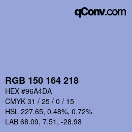 Color code: RGB 150 164 218 | qconv.com