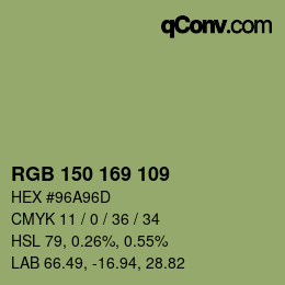 Farbcode: RGB 150 169 109 | qconv.com