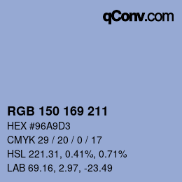 Farbcode: RGB 150 169 211 | qconv.com