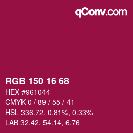 颜色代码: RGB 150 16 68 | qconv.com