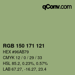 颜色代码: RGB 150 171 121 | qconv.com