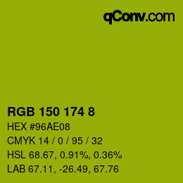 Color code: RGB 150 174 8 | qconv.com