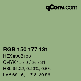 カラーコード: RGB 150 177 131 | qconv.com