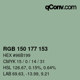 Farbcode: RGB 150 177 153 | qconv.com
