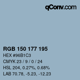 Color code: RGB 150 177 195 | qconv.com