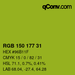カラーコード: RGB 150 177 31 | qconv.com
