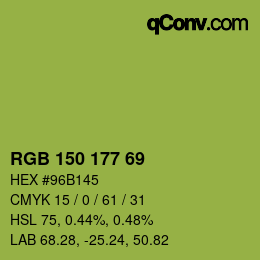 颜色代码: RGB 150 177 69 | qconv.com