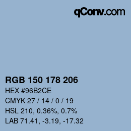 Color code: RGB 150 178 206 | qconv.com