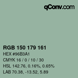 Color code: RGB 150 179 161 | qconv.com
