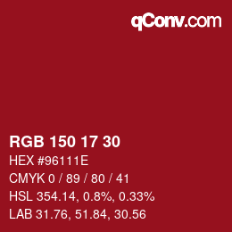 Color code: RGB 150 17 30 | qconv.com