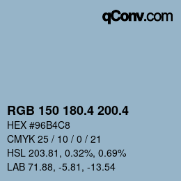 カラーコード: RGB 150 180.4 200.4 | qconv.com
