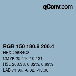 カラーコード: RGB 150 180.8 200.4 | qconv.com