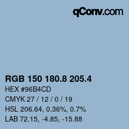 カラーコード: RGB 150 180.8 205.4 | qconv.com